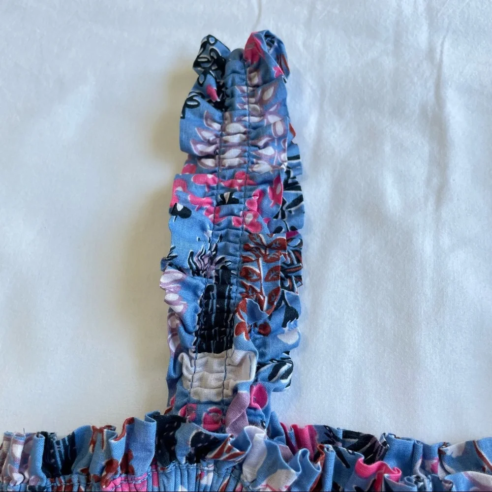 ❤️ Kate Spade Blue Garden Posy Smocked Midi Dress Casual Cotton N3 - Picture 8 of 10